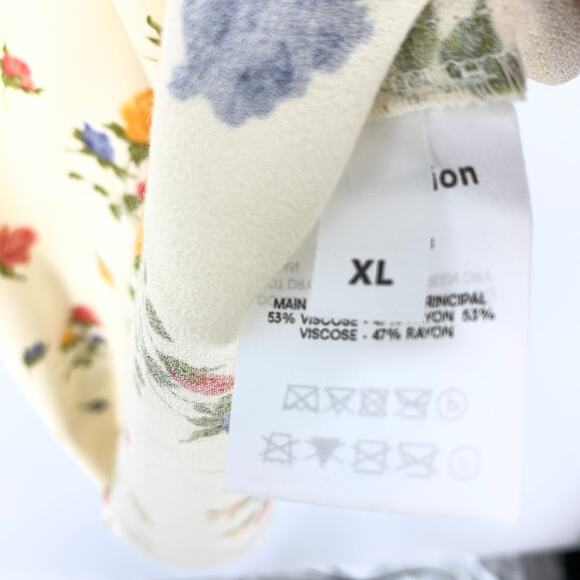 Reformation Cream Rose Floral Print Maxi Dress Womens Size XL Lace Up Back - Picture 5 of 7